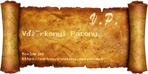Várkonyi Patony névjegykártya